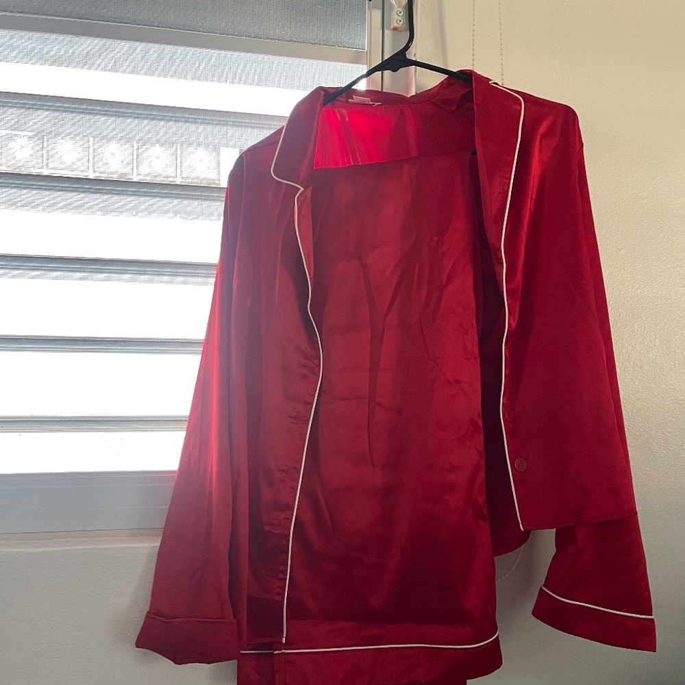 Forever 21 Satin Red Pajama Set